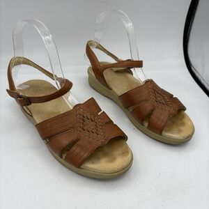 SAS Shoes Womens Size 8 Huarache Brown Leather Ankle Slingback Tripad Sandal